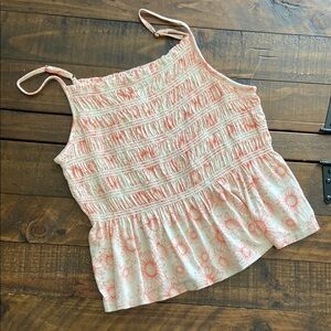 NWOT Floral Pink Smocked Peplum Top Size Medium Juniors